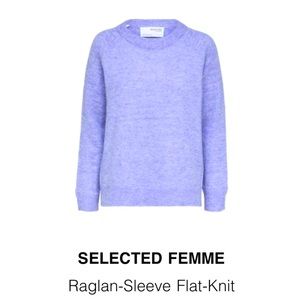 NWOT Raglan- Sleeve Flat-Knit Lavender Sweater